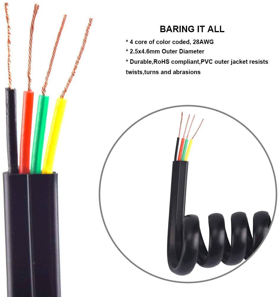 2 juegos de cables desenredantes de teléfono para teléfono, 2 unidades de cable de línea fija de 360 grados giratorioantienredos y 2 cables de