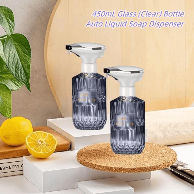 Dispensador automático de jabón líquido de 15.2 fl oz (gris transparente) botella de reemplazo de la bomba sin contacto dispensador de jabón de