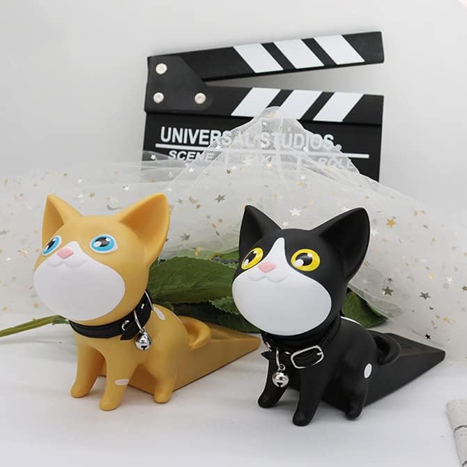 Tope de puerta decorativo para puerta de gato, soporte de puerta de animal cuña (gato encantador negro y blanco)