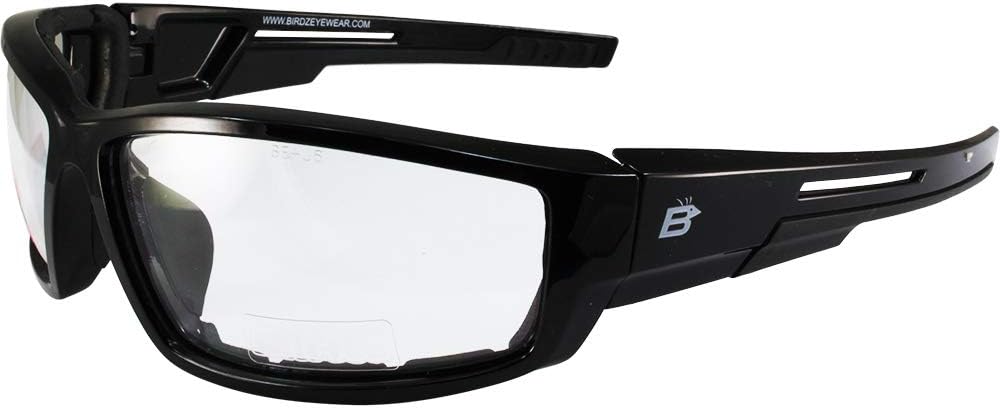 Birdz Gafas de sol Swoop antiniebla acolchadas para motocicleta, marco negro con lente amarilla
