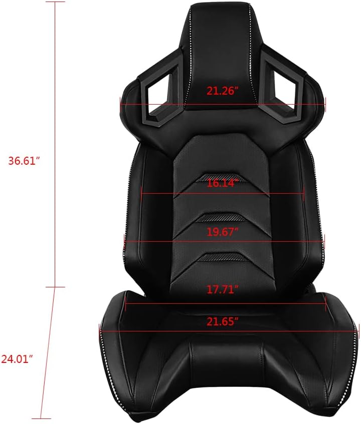IKON MOTORSPORTS – Par de asientos para vehículos de carrera, universales, con deslizador de doble bloqueo, reclinables, asiento izquierdo y asiento