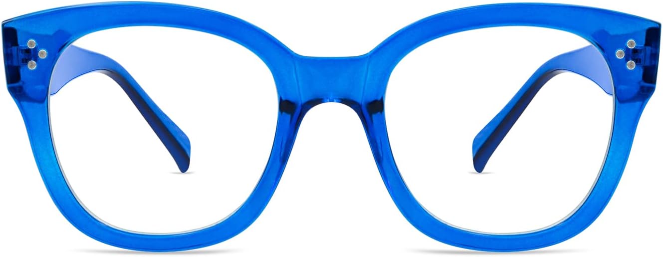Lentes de luz azul de gran tamaño con marco atrevido para mujer, marcos de anteojos redondos para computadora para mujer