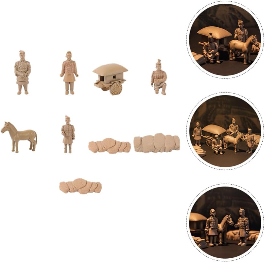Abaodam 9 unidsset de estatuas de guerreros de terracota Xian China terracota guerreros carro y caballo modelo China Qin dinastía guerreros