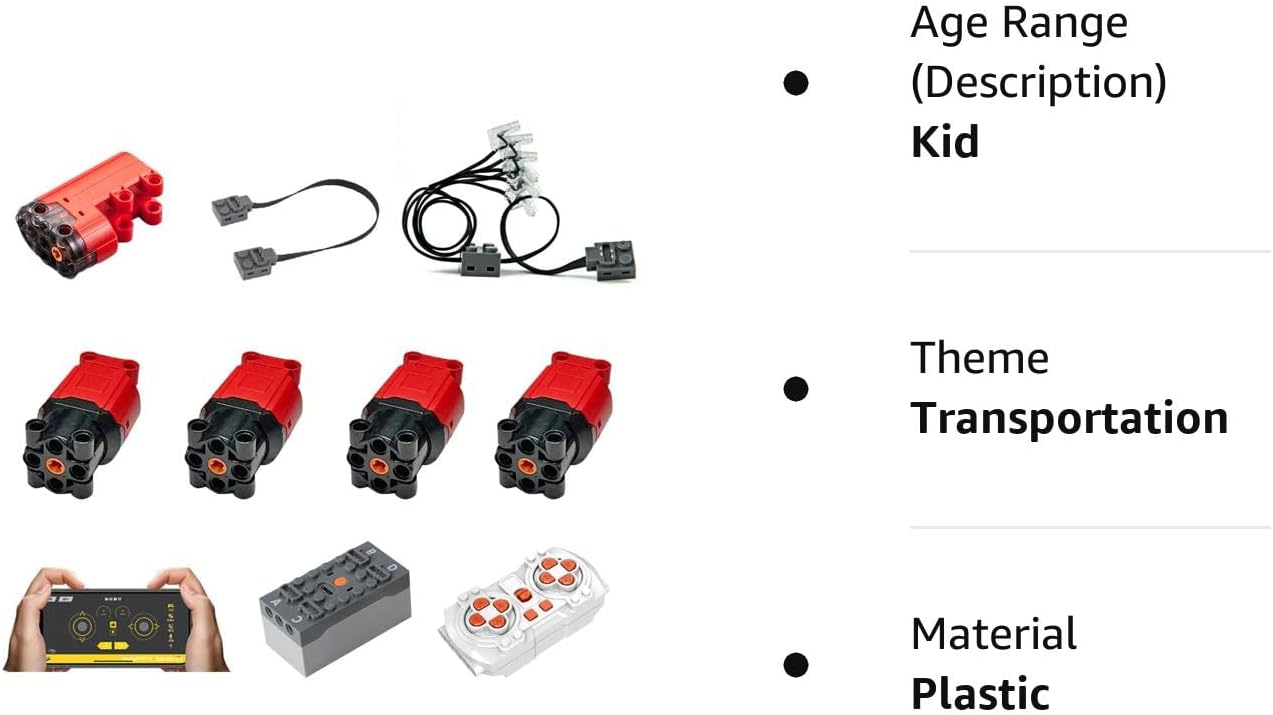 Goshfun – Juego de construcción de 11 piezas de modificación de potencia del motor, 4 motores L, 1 servomotor, 1 caja de batería, 3 módulos LED, 1