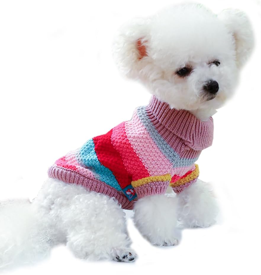 Suéter arcoíris para cachorros y perros pequeños, sudadera de punto para perro, ropa cálida para mascotas, para gatito, chihuahua, yorkie, caniche,
