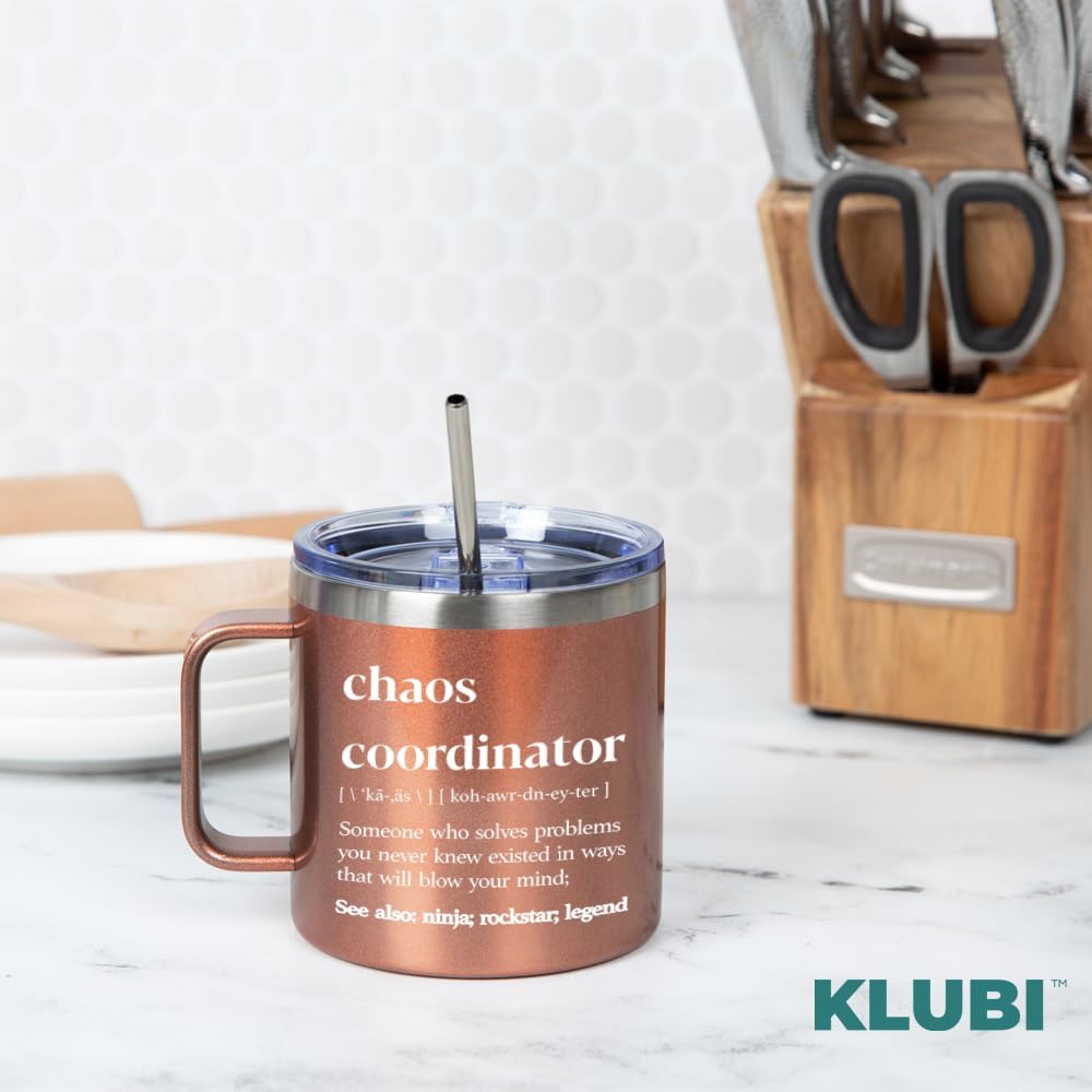 Chaos Coordinator – Taza de oro rosa de 14 onzas, idea de regalo única para mujeres jefas, ella, mejor mamá, compañera de trabajo, gerente de