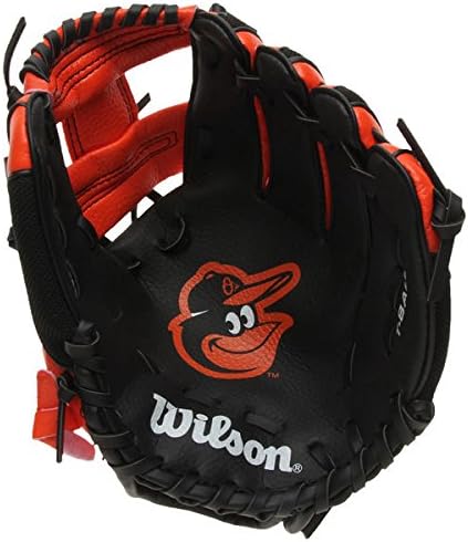 Wilson A200 MLB juvenil – Guante de Tee Ball de 10 pulgadas con diseños del logotipo del equipo, para todas las posiciones y perfecto para
