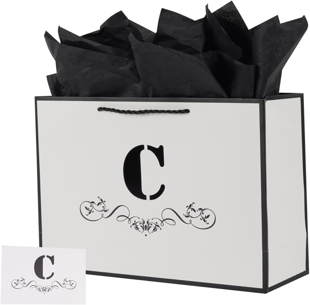 ysmile Bolsa de regalo de letras con papel de envoltura para hombres, mujeres, niños y niñas, bolsa de papel grande de 12 pulgadas para cumpleaños,