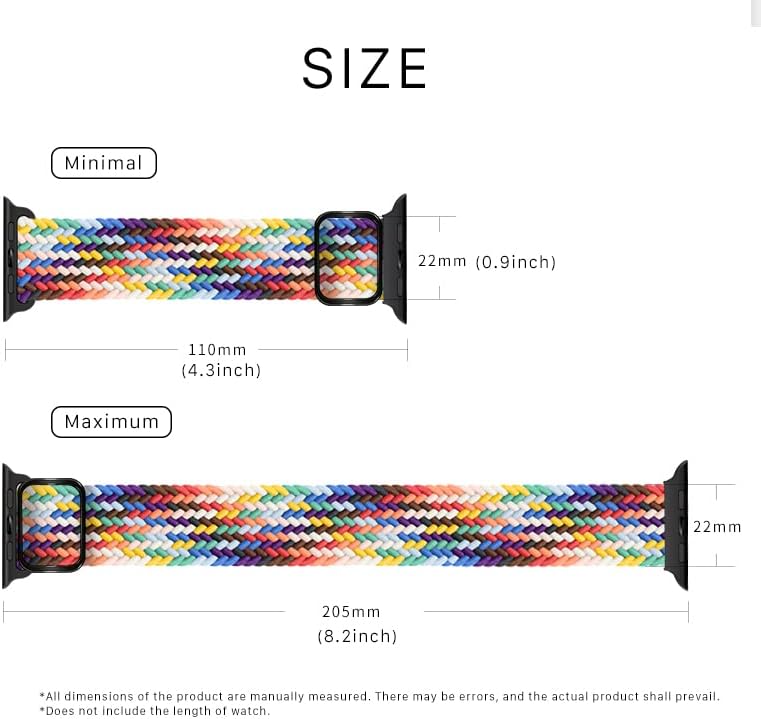 Atenzol – Correas de reloj trenzadas, elásticas Solo Loop compatibles con Apple Watch 76SE54321, con hebilla ajustable, pulsera deportiva elástica