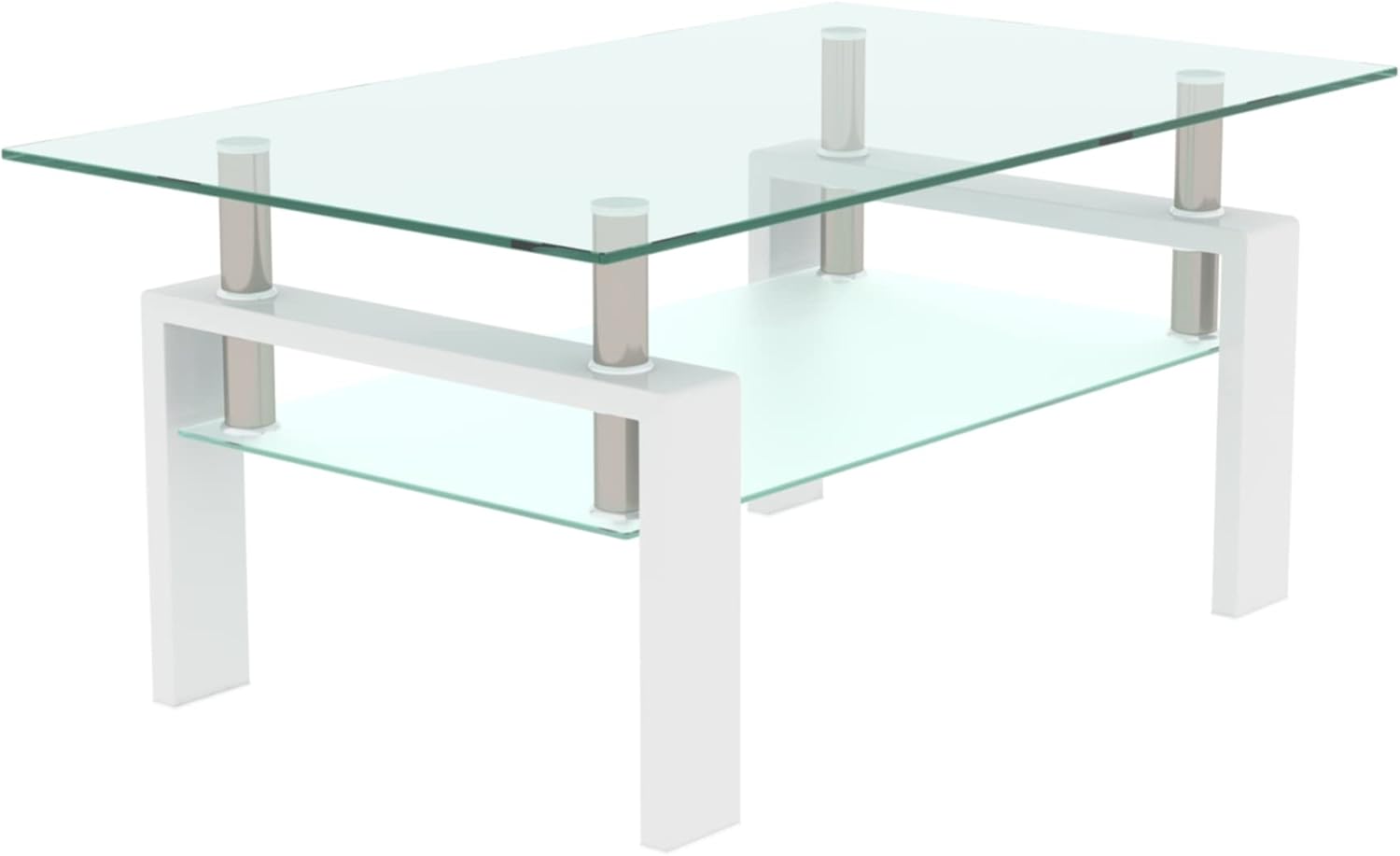 Mesa de centro de cristal moderna con almacenamiento para sala de estar con patas de metal