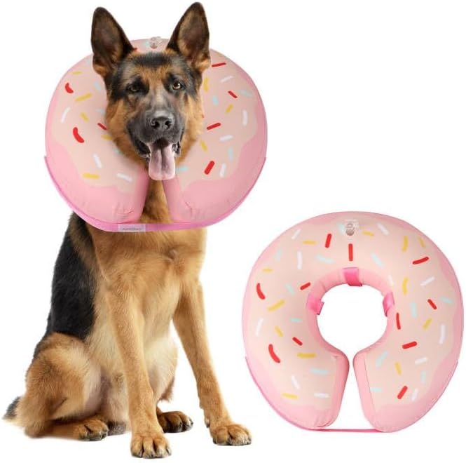 MCHY Cono inflable impermeable para perro, collar de recuperación ajustable para perros después de la cirugía, evita mordeduras y arañazos, no