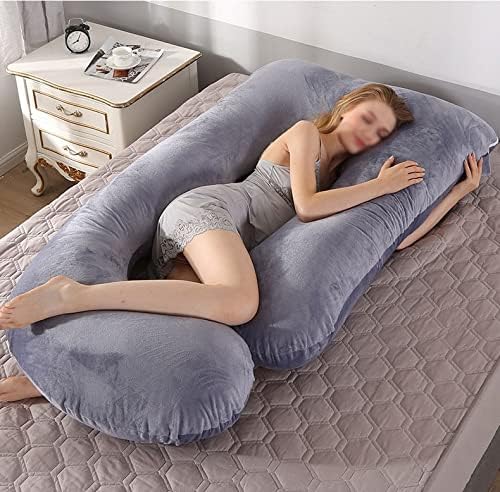 Almohadas de embarazo cómodas almohadas de embarazo para dormir con funda de terciopelo extraíble en forma de U almohada de maternidad para apoyo de