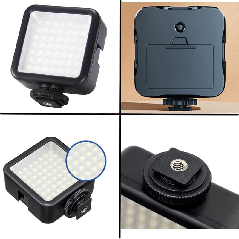 Walway Mini luz de video LED con 3 soportes de zapata fría Bombillas LED Vlog Foto Relleno Luz regulable Panel de alta potencia Luz de video para