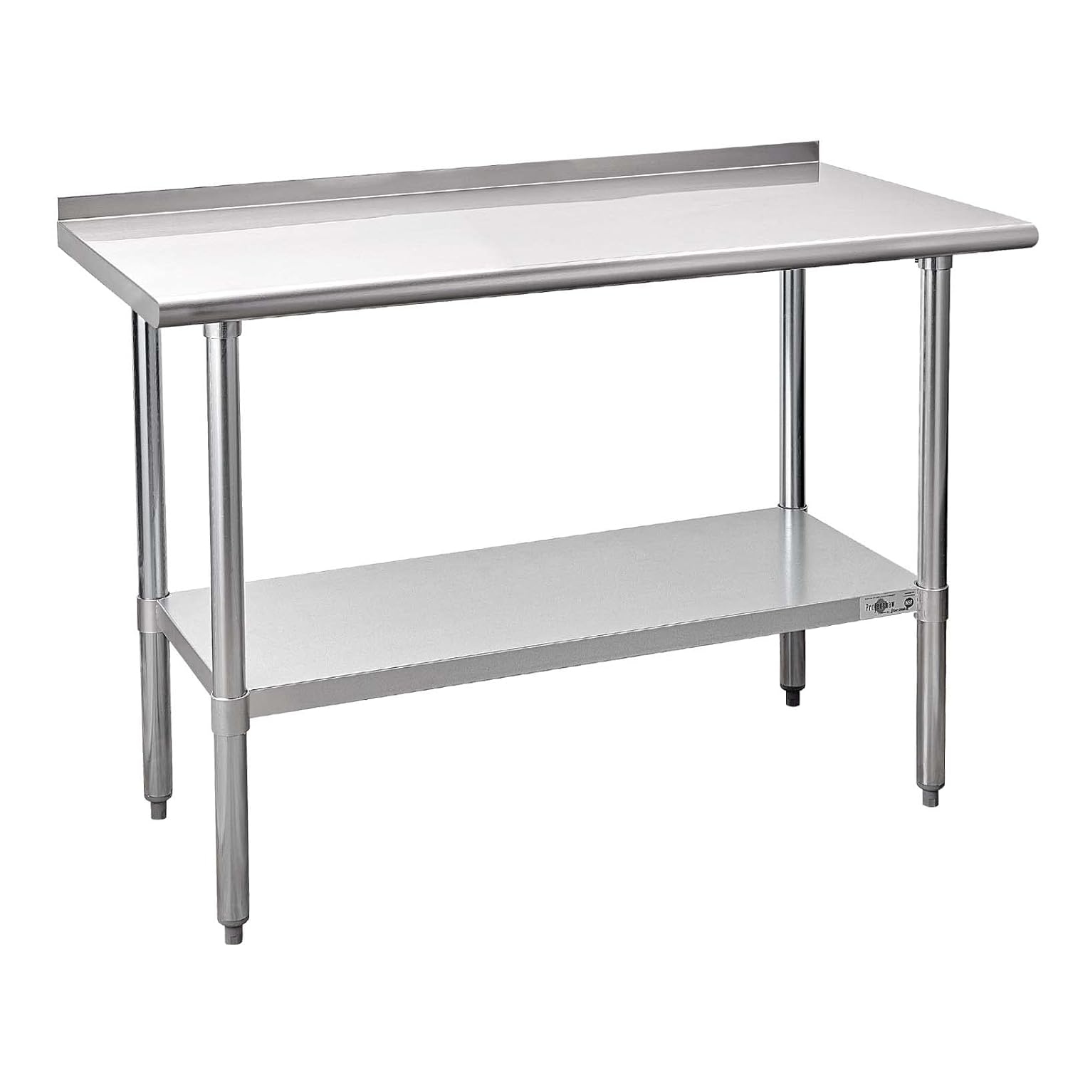 Profeeshaw mesa de trabajo, de uso comercial, de acero inoxidable NSF con protector contra salpicaduras y estante inferior, para cocina, restaurante