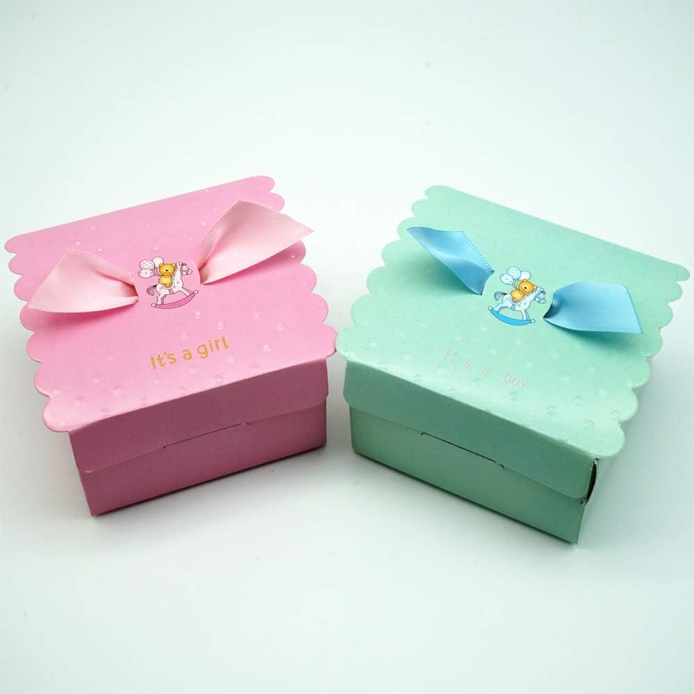 Floratek 50 piezas de recuerdos de baby shower, lindas alas de ángel para bebé, caja de embalaje de chocolate, caja de regalo para niños,