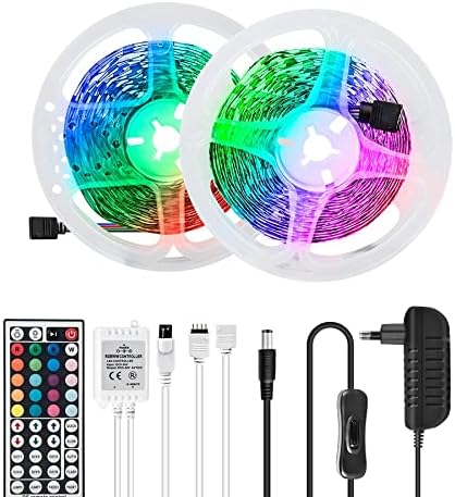 Fengyan – Tira de luces de paisaje de 16.4ft, 32.8ft, 49.2ft, tira de luz LED para decoración del hogar, SMD 5050 DC 12 V RGB, cinta de diodo