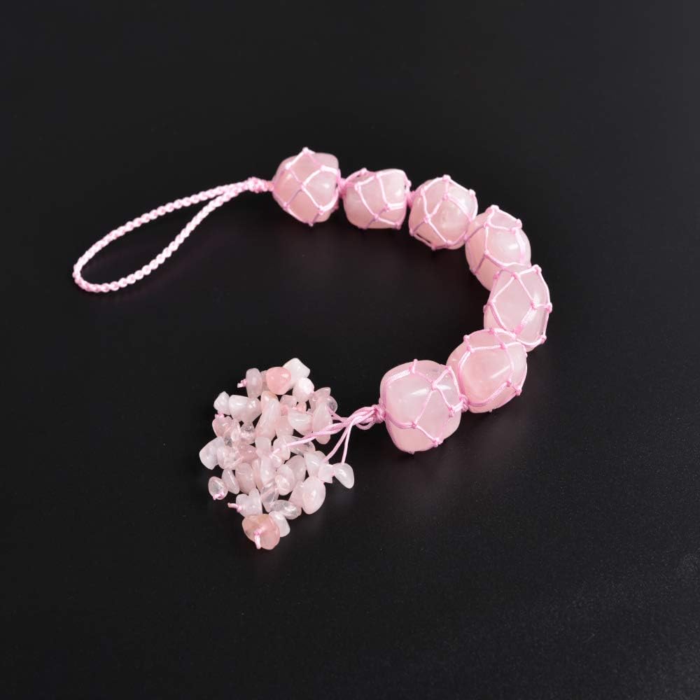 Adornos colgantes de cuarzo rosa de cristal natural hechos a mano para decoración del hogar, adorno de Feng Shui, adorno de yoga, meditación,