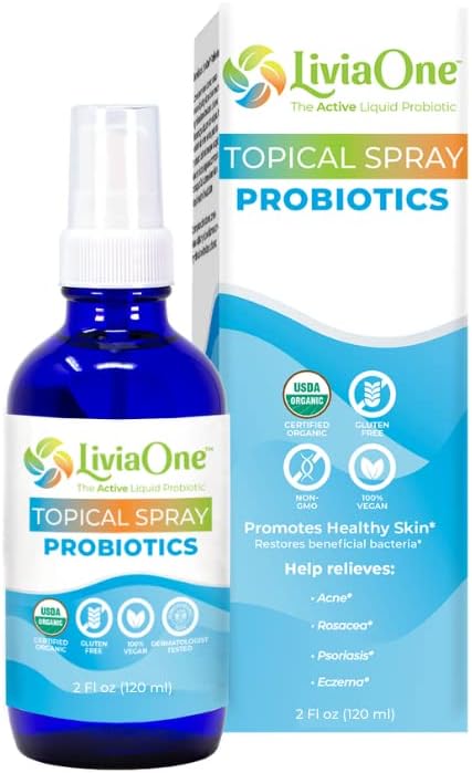 LiviaOne Topical – Probióticos líquidos en aerosol, probióticos orgánicos certificados por USDA, probióticos veganos sin gluten ni alérgenos, sin