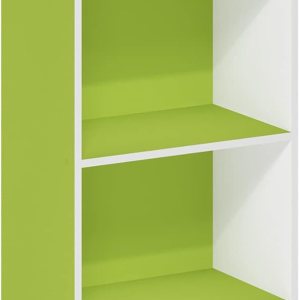 Furinno Luder – Estantería para libros, 4 niveles, color blanco y verde Furinno Luder – Estantería para libros, 4 niveles, color blanco y verde