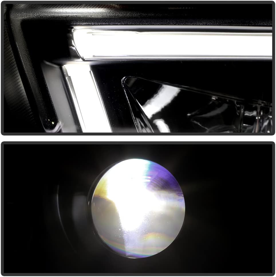 ACANII – Para modelo halógeno 2011-2014 Dodge Charger LED Tubo con proyector LED integrado Faros delanteros izquierdo+derecha, negro ónix con