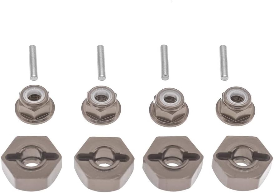 GTHELE Adaptador de cubo de transmisión hexagonal de rueda de aluminio de 0.472 in (4P) y contratuerca M4 (4P) Piezas de automóvil modelo RC
