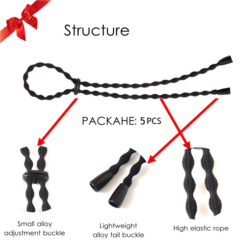 Afro – Corbatas de cola de caballo con cordón ajustable para cabello corto rizado rizado moño lazos para la diadema Afro larga acolchada para