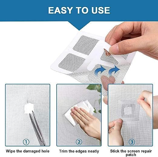 Adhesivo de reparación de mosquiteros blancos para evitar insectos, mosca, puerta, ventana, parche adhesivo de reparación para ventanas, 6 uds