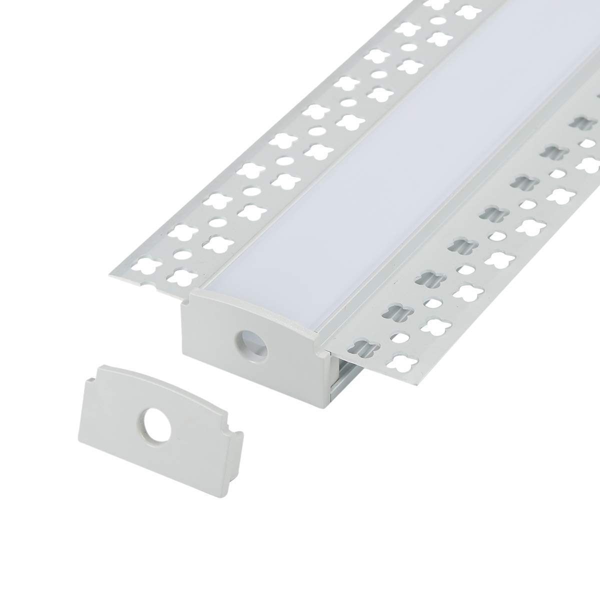 StarlandLed Canal de aluminio LED de yeso, paquete de 6 unidades de 3.3 pies con brida para tira LED, perfil de aluminio para paneles de yeso con