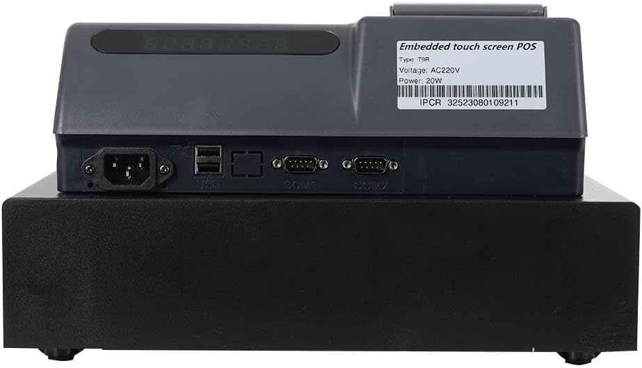 ECUTEE Caja registradora electrónica 9 con pantalla táctil completa, sistema POS con impresoras de recibos y diarios para pequeñas empresas,