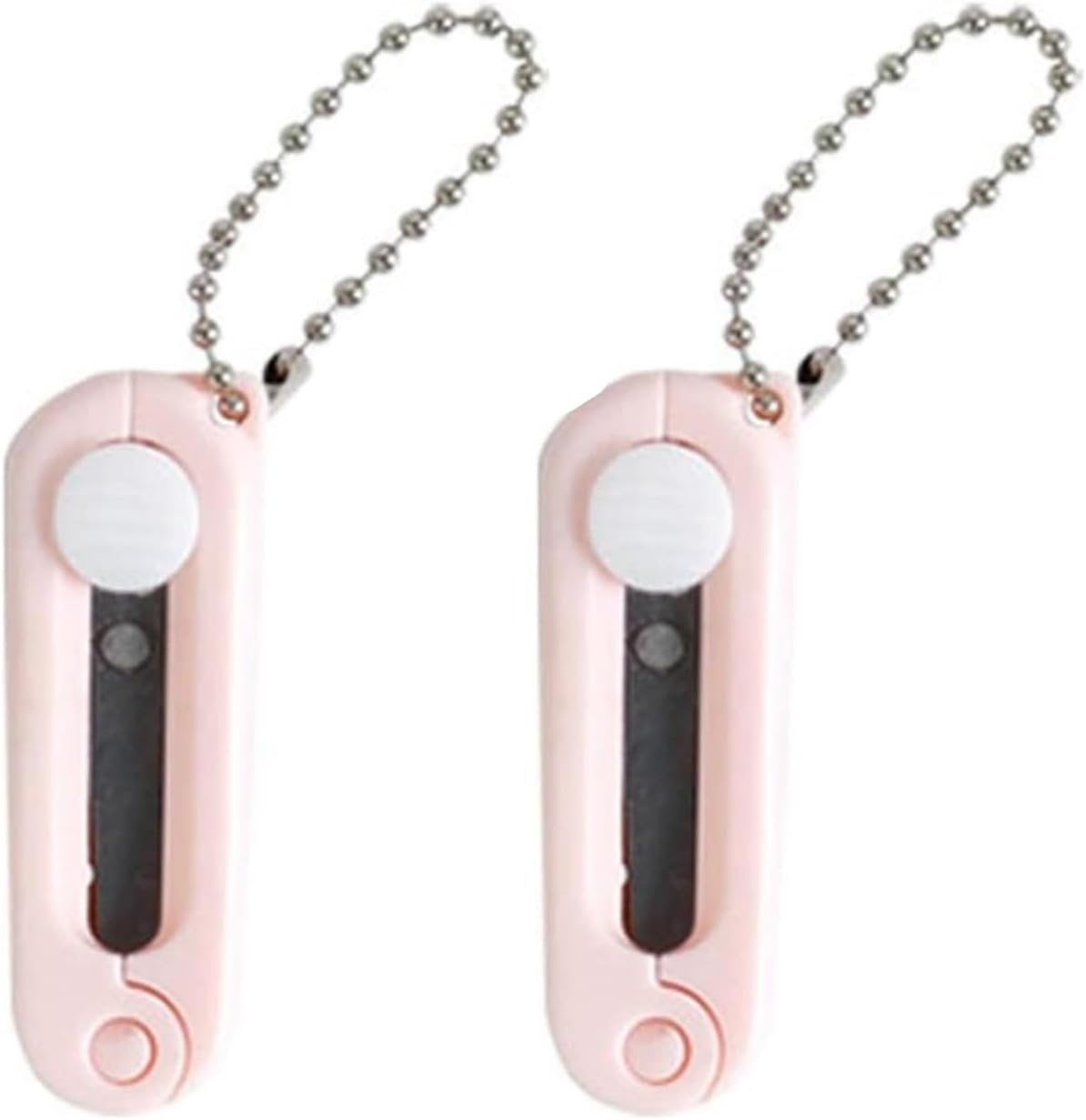 2 tijeras plegables rosadas, tijeras de viaje portátiles seguras, tijeras plegables telescópicas, mini tijeras de bolsillo con llavero para cortar,