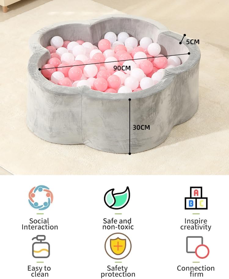 monleelnom Piscina de bolas de espuma para niños pequeños, corralito de juegos para bebés, piscina suave y redonda, diseño fácil de limpiar o