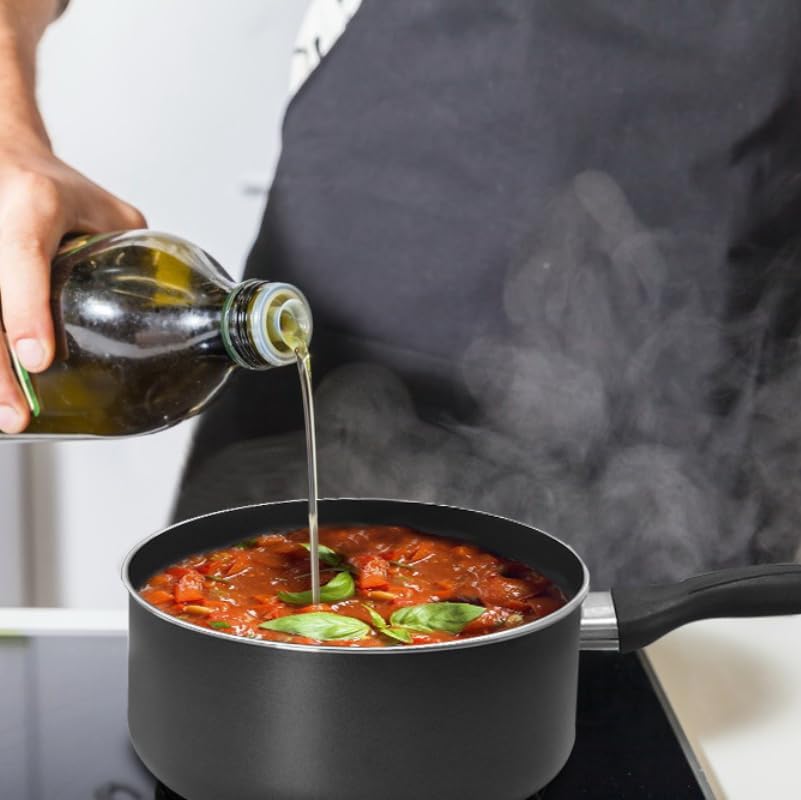 Bene Casa – Cacerola de aluminio antiadherente con tapa – Capacidad de 2 cuartos de galón – Apto para horno y lavavajillas – Mango Cool Touch