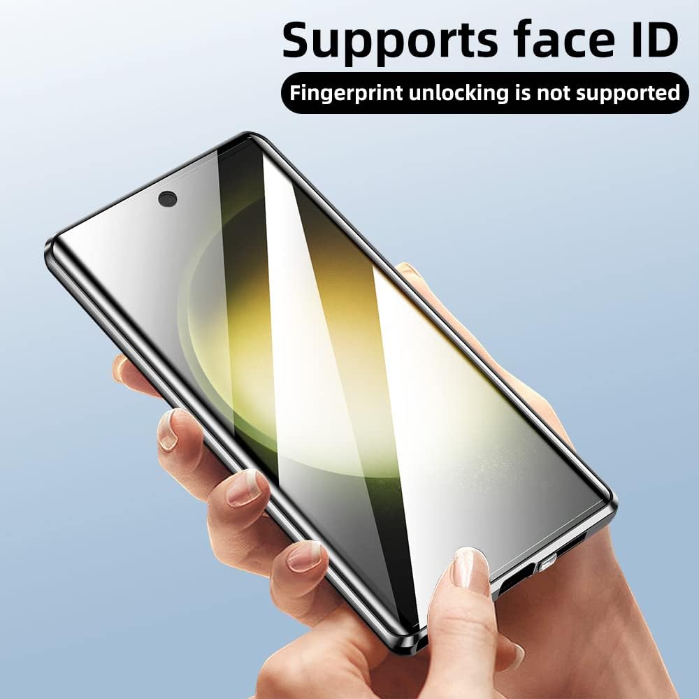 Funda para Samsung Galaxy S23 Ultra, protección de cuerpo completo de 360 grados con bloqueo de seguridad, absorción magnética, parachoques de metal