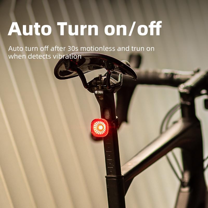 XOSS XR01 Luz trasera inteligente para bicicleta, IPX6 impermeable con detección de frenos luces traseras, luz de freno para bicicleta de encendido