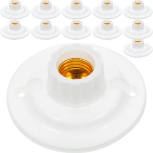 LIFKOME Base de bombilla redonda E27 Lámpara LED blanca Base de tornillo 12 unids Soporte de bombilla halógena Convertidor de bombilla Base de LIFKOME Base de bombilla redonda E27 Lámpara LED blanca Base de tornillo 12 unids Soporte de bombilla halógena Convertidor de bombilla Base de