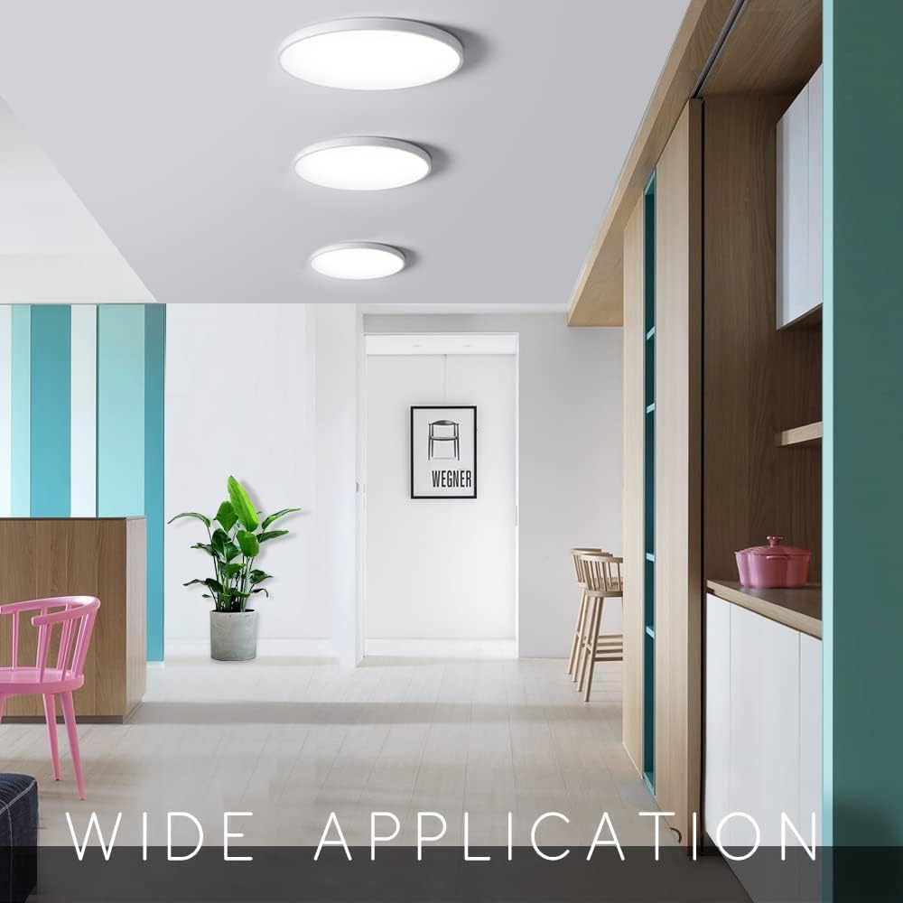 LightingWill Lámpara de techo LED de montaje empotrado de 8.9 pulgadas, 4000K Nurture White, 1800LM, 18W, accesorio de iluminación redondo moderno
