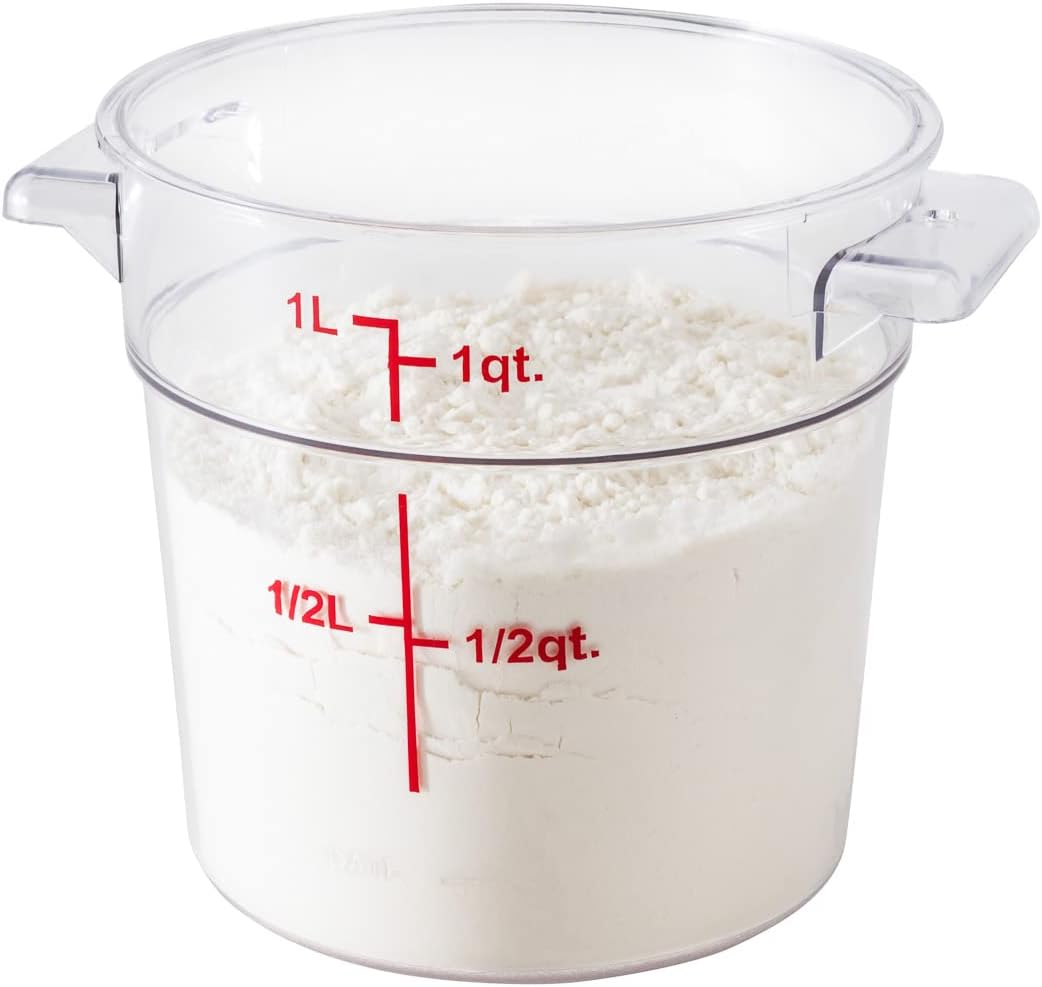 Restaurantware Met Lux – Contenedor de almacenamiento de alimentos de 1 cuarto de galón, 1 recipiente redondo de almacenamiento comercial, tapa se