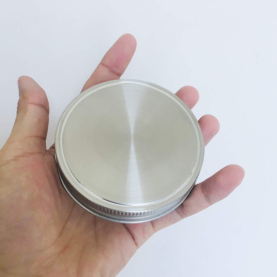 Tapas para tarros de acero inoxidable, tapas de almacenamiento con sellos de silicona para tarros de conserva de boca ancha, superficie pulida,