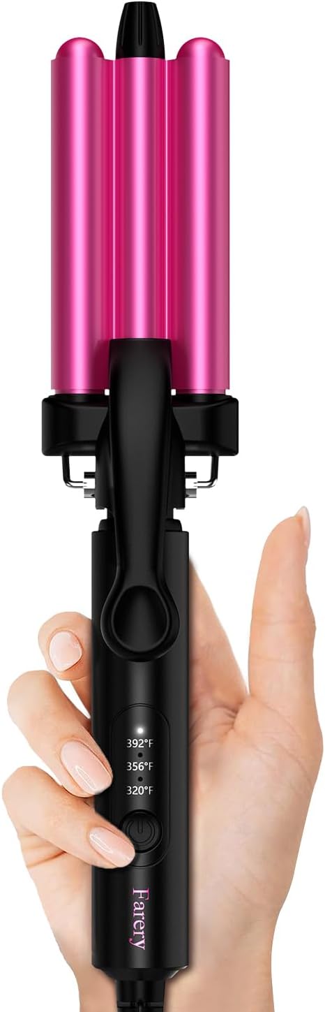 Mini rizador de pelo ondulado de 3 temperaturas ajustables, rizador de 3 barriles para cabello corto, rizador de cabello para mujeres, ondas de