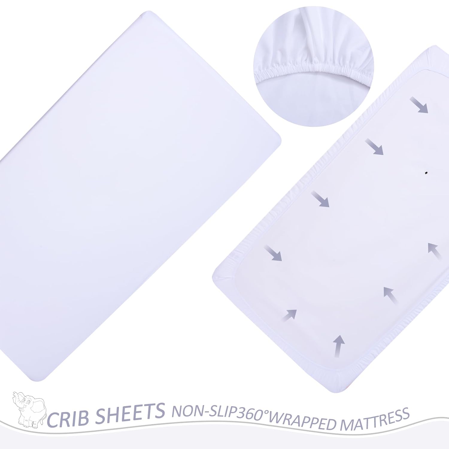 Cloele Juego de ropa de cama para cuna de bebé de 3 piezas, juego acolchado con volantes sólidos que incluye edredón, sábana bajera para niños y