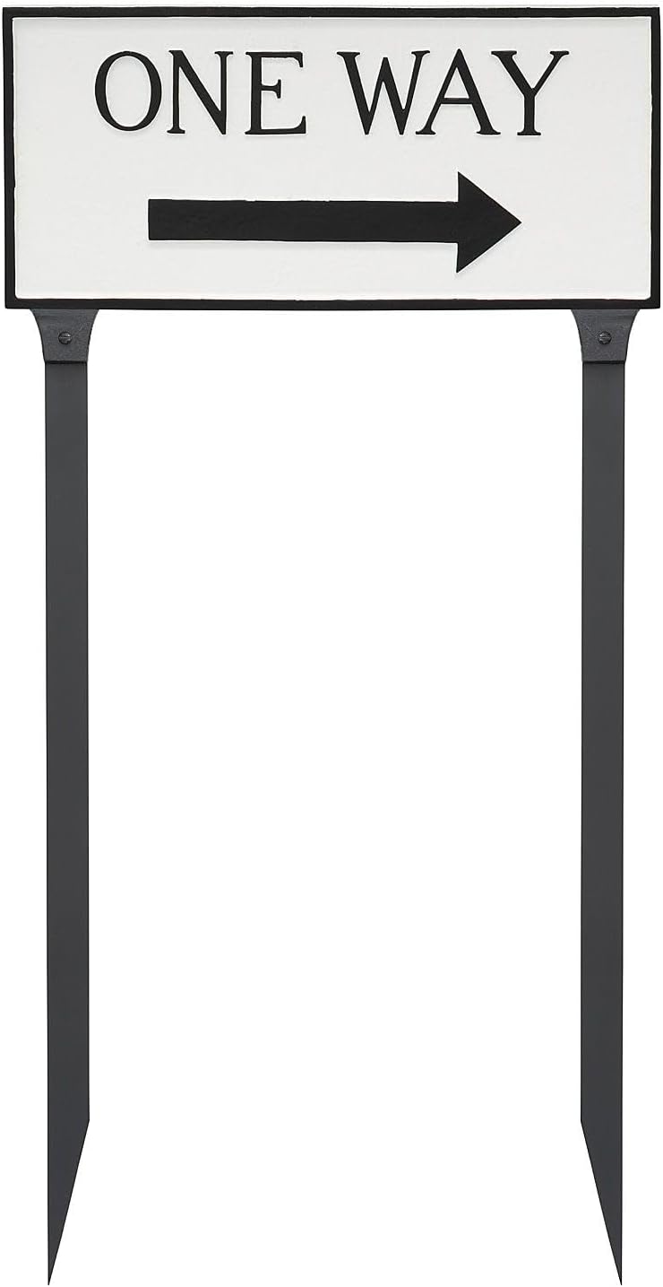 Placa de metal fundido con flecha – Letrero unidireccional con flecha – Letrero de pared o césped – Resistente a los rayos UV – Revestimiento en