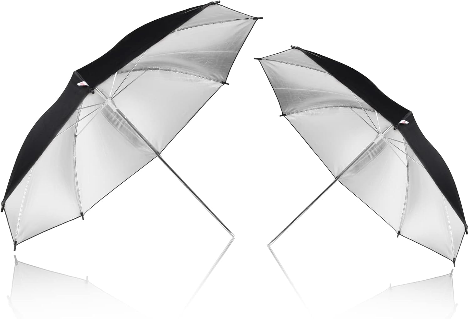 Paquete de 2 kits de iluminación para paraguas de fotografía, paraguas reflector negro y plateado de 43 pulgadas para estudioexteriores accesorios