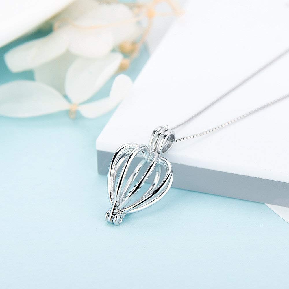 Colgantes minimalistas de jaula de corazón para la fabricación de joyas de perlas de plata esterlina, diseño de perlas colgantes de jaula para
