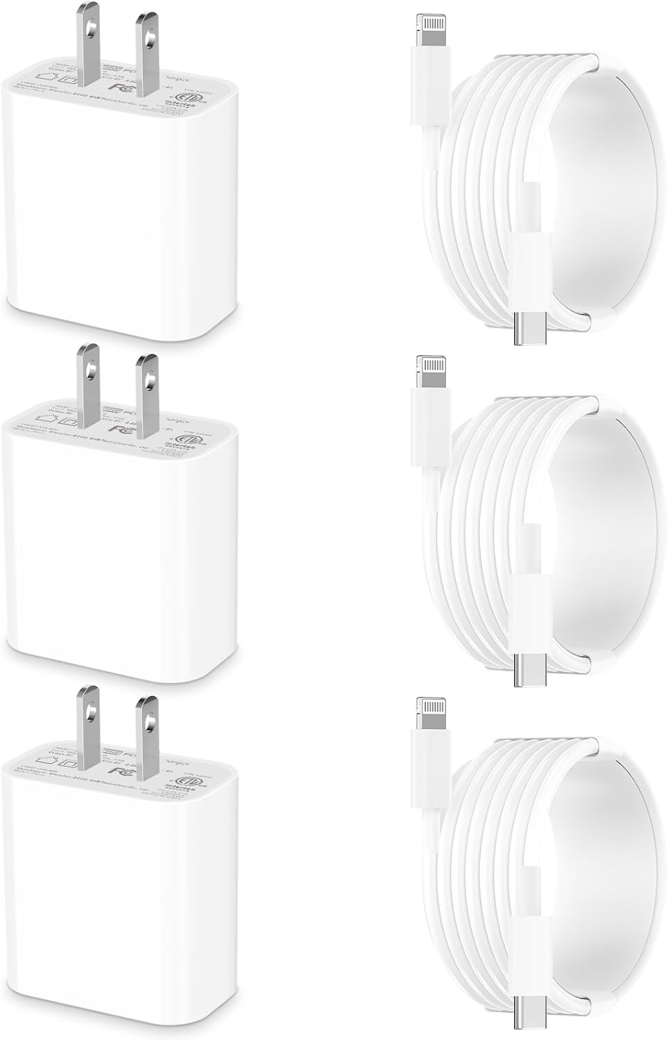 MFi CertifiediPhone Charger Fast Charging, Stuffcool 3Pack 20W USB-C PD Power Wall Rapid Charger Adapter + 6FT Type-C to Lightning Cord Quick Charge