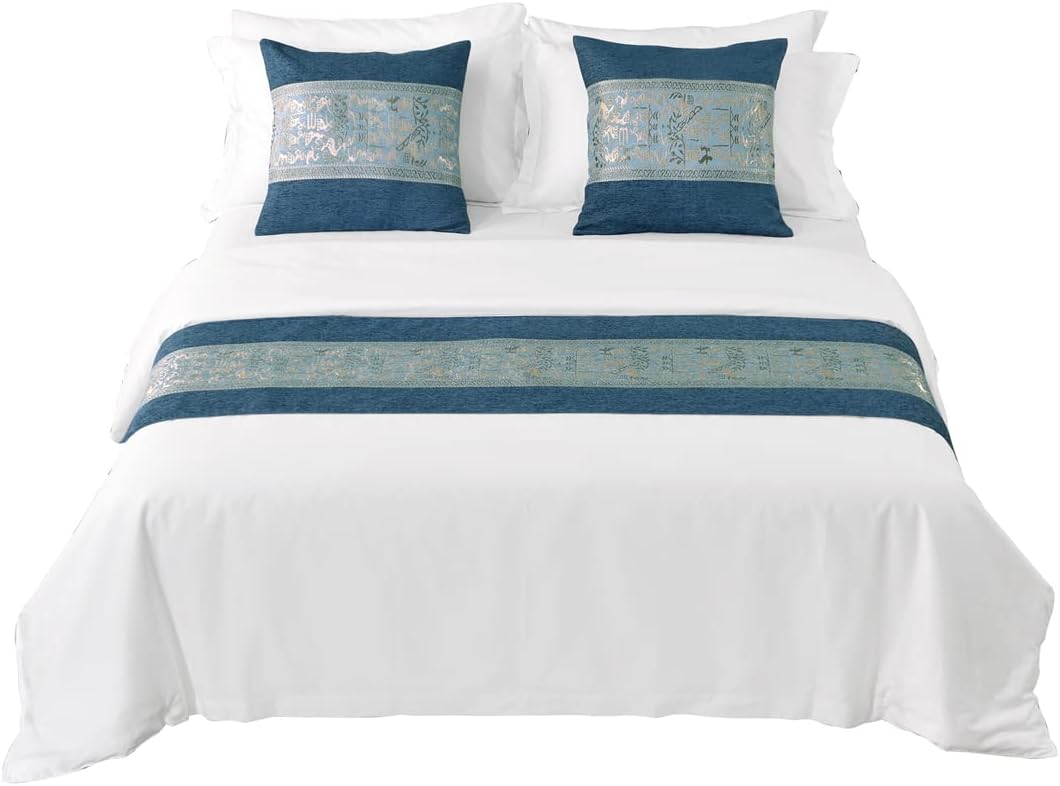 AMBERIS Alfombra de cama de chenilla, bufanda de cama decorativa duradera para el hogar y el hotel