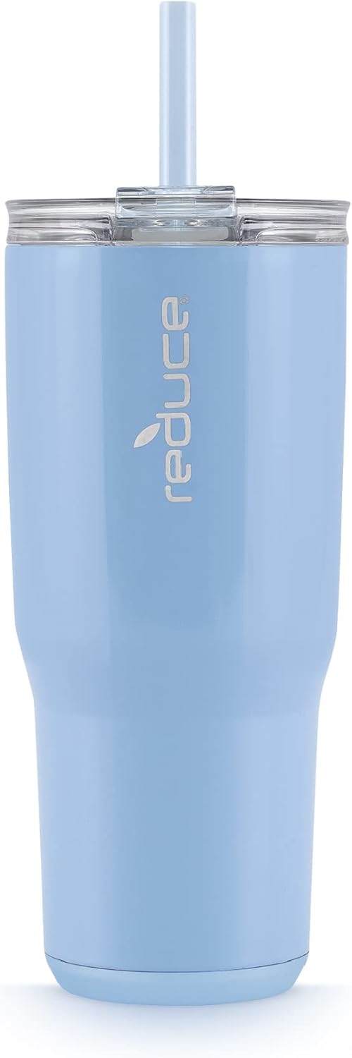 REDUCE Cold1 – Vaso de 24 onzas con tapa y pajita, vaso de acero inoxidable con aislamiento al vacío de doble pared que mantiene las bebidas frías