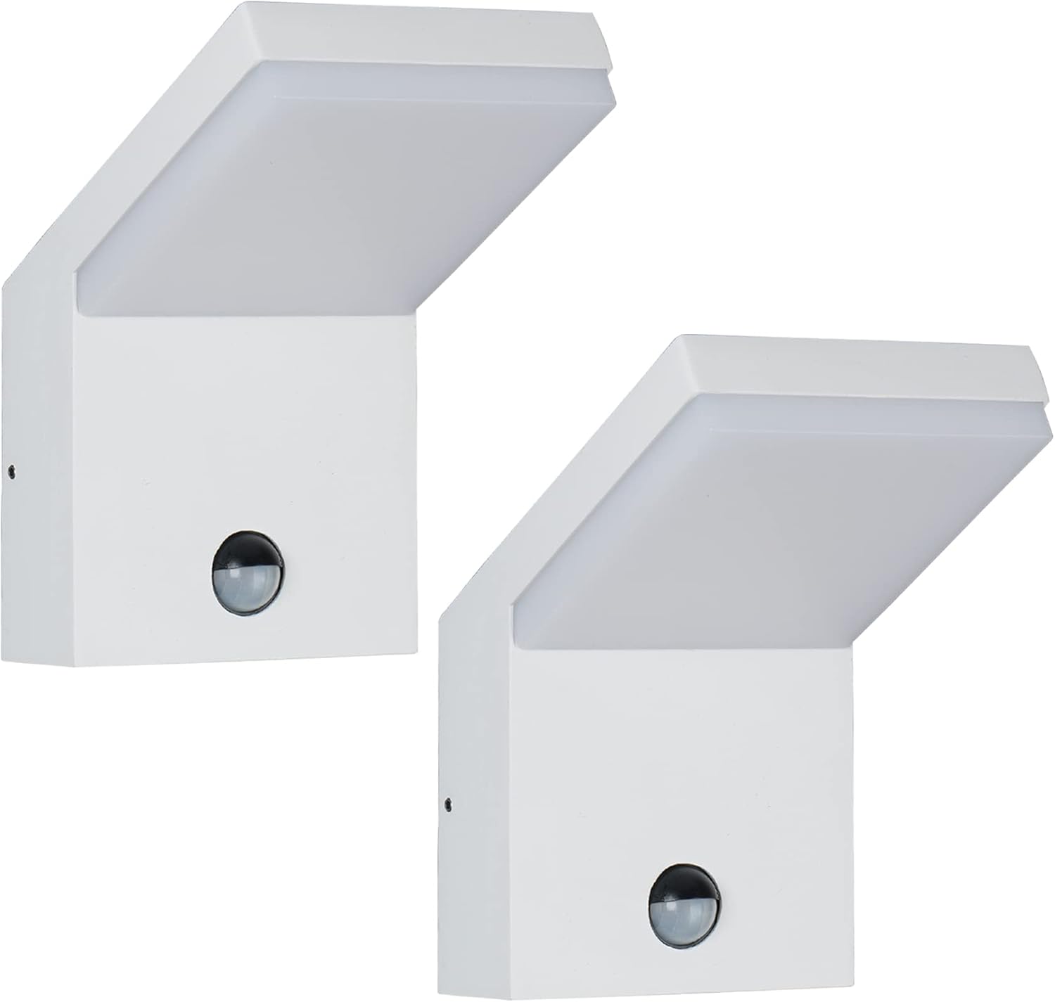 Inowel Paquete de 2 apliques de pared con sensor de movimiento para exteriores, luz LED blanca, moderna, para porche, IP54, impermeable, para