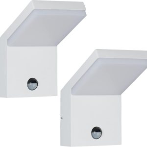 Inowel Paquete de 2 apliques de pared con sensor de movimiento para exteriores, luz LED blanca, moderna, para porche, IP54, impermeable, para Inowel Paquete de 2 apliques de pared con sensor de movimiento para exteriores, luz LED blanca, moderna, para porche, IP54, impermeable, para