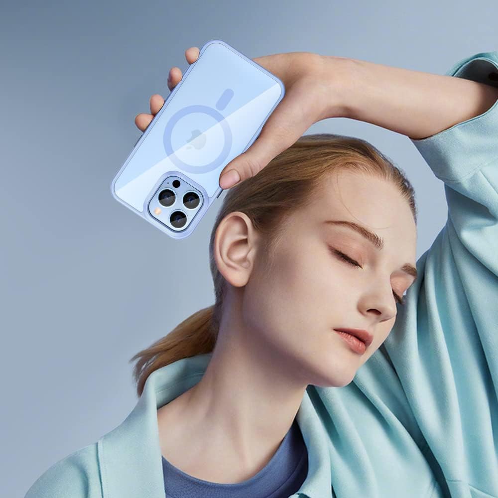 VEGO Funda magnética para iPhone 13 Pro, iPhone 13 Pro con imanes fuertes integrados, parte trasera de policarbonato duro transparente + marco de