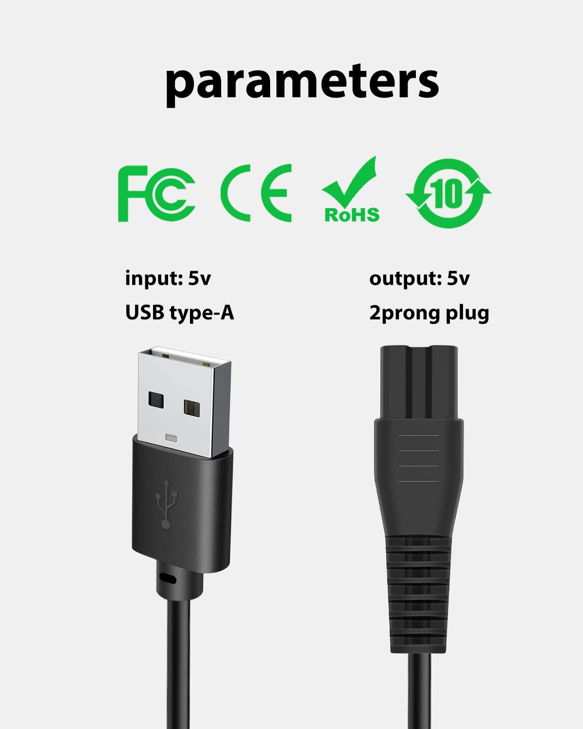 Cable de carga Pritech de repuesto de 5 V, cable de carga USB wotdmu compatible con PRITECH recortadora de pelo PR-2888 con 1 cepillo de limpieza,